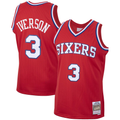 Leonaf P.76ers #3 Allen Iverson Mitchell & Ness Red 200203 Hardwood Classics Swingman Jerseys