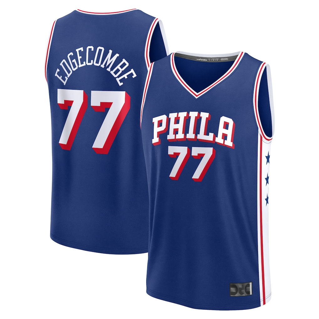 Seanshop P.76ers #77 V. J. Edgecombe  Royal 2025  Draft First Round Pick Fast Break Replica Jerseys - Icon Edition
