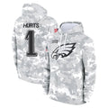 Seanshop P.Eagles #1 Jalen Hurts Player Arctic Camo Salute to Service Pullover Hoodies Limited Game Stitched Jerseys