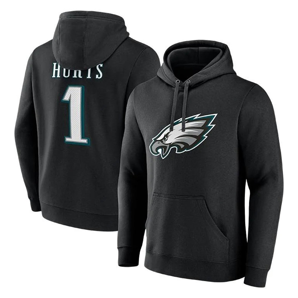 Seanshop P.Eagles #1 Jalen Hurts Player Black Pullover Hoodies Home Game Stitched Jerseys