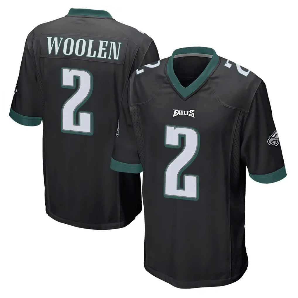 Seanshop P.Eagles #2 Riq Woolen Player Black Home Game Stitched Jerseys
