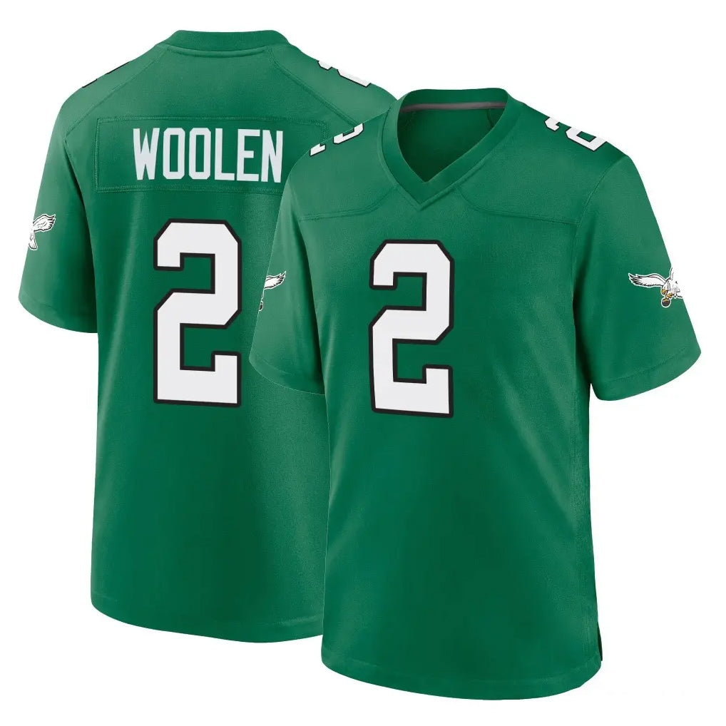 Seanshop P.Eagles #2 Riq Woolen Player Green Kelly Alternate Home Game Stitched Jerseys