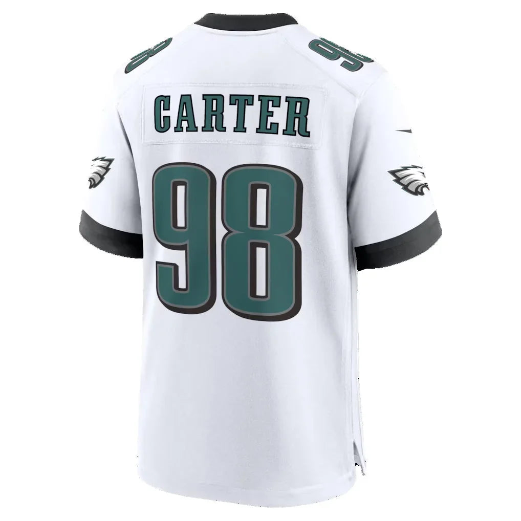 P.Eagles #98 Jalen Carter White Game Jersey