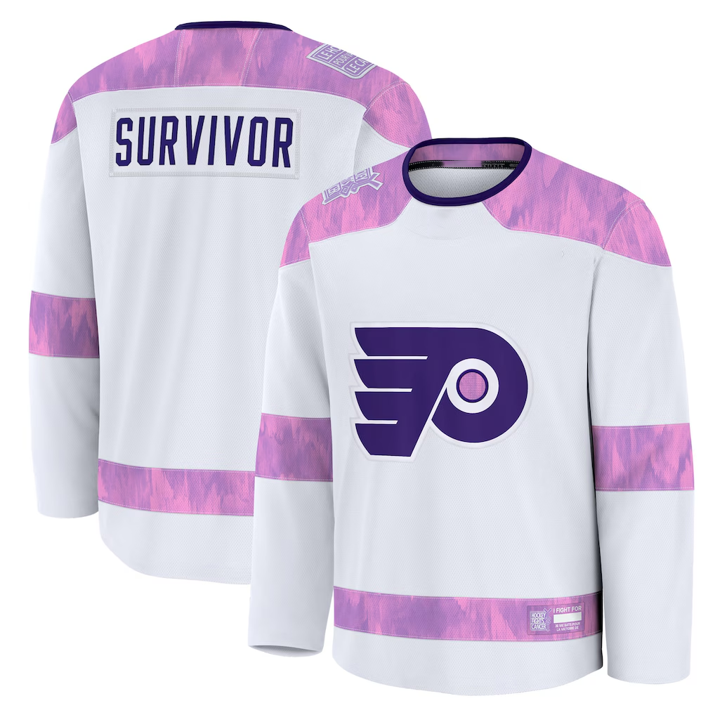 Seanshop P.Flyers White Hockey Fights Cancer Deslauriers Practice Jerseys