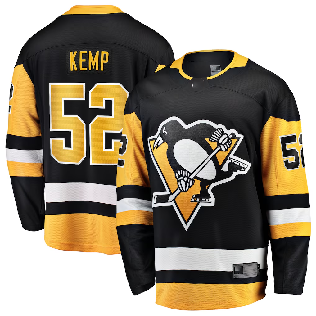 Seanshop P.Penguins #52 Philip Kemp Black Home Breakaway Jerseys