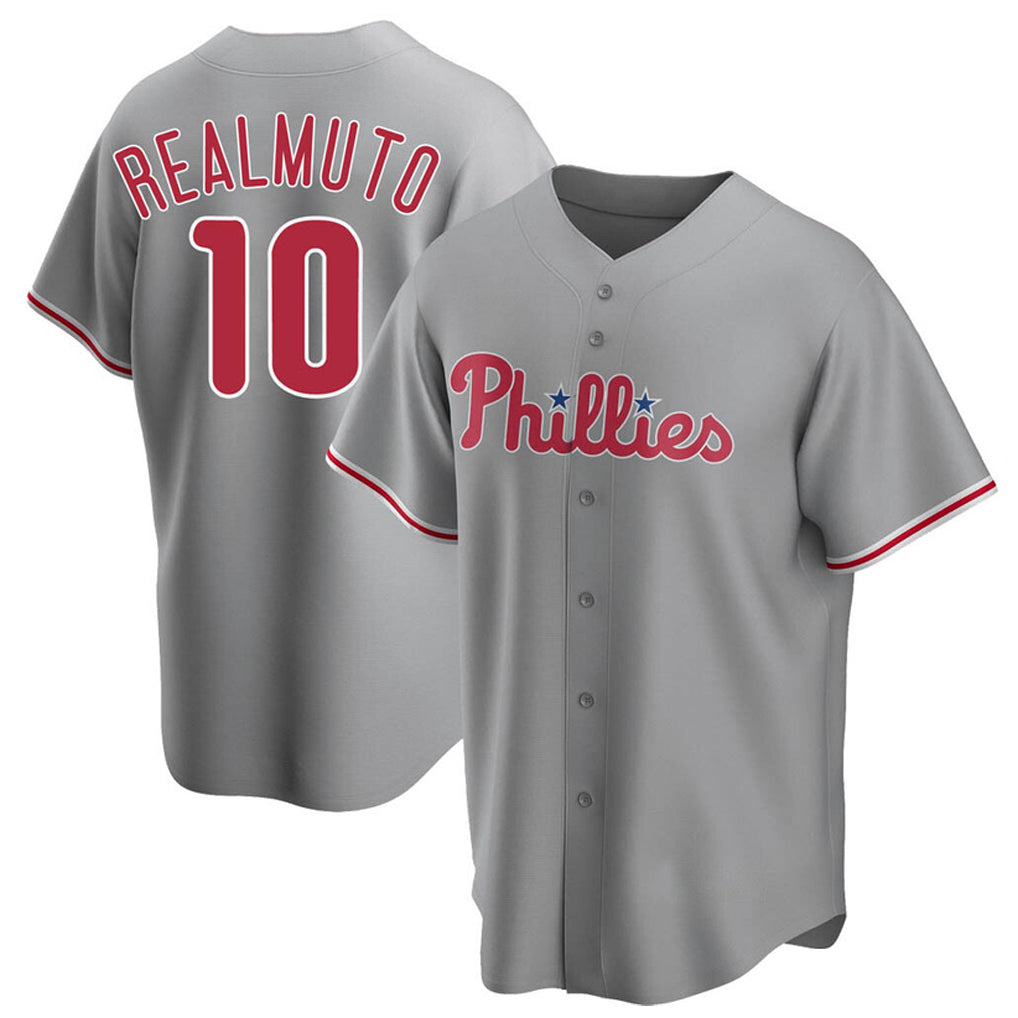 Seanshop P.Phillies #10 J.T. Realmuto Player Gray Game Stitched Jerseys