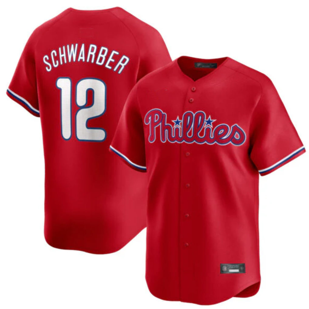Seanshop P.Phillies #12 Kyle Schwarber Player Red Home Limited Stitched Jerseys