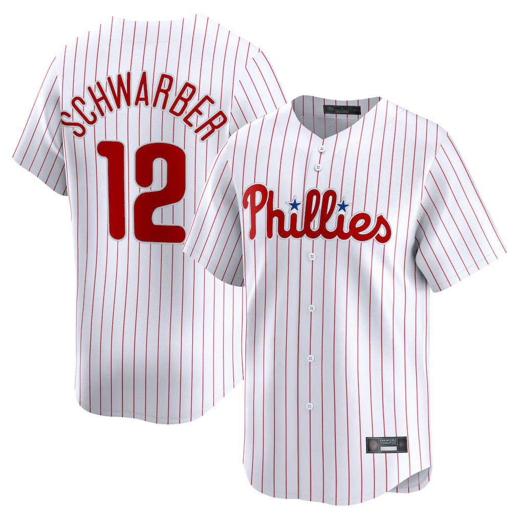 Seanshop P.Phillies #12 Kyle Schwarber Player White Home Limited Stitched Jerseys