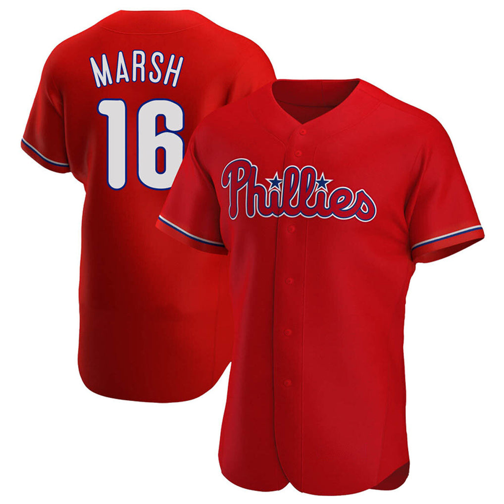 Seanshop P.Phillies #16 Brandon Marsh Player Red Home Limited Elite Stitched Jerseys