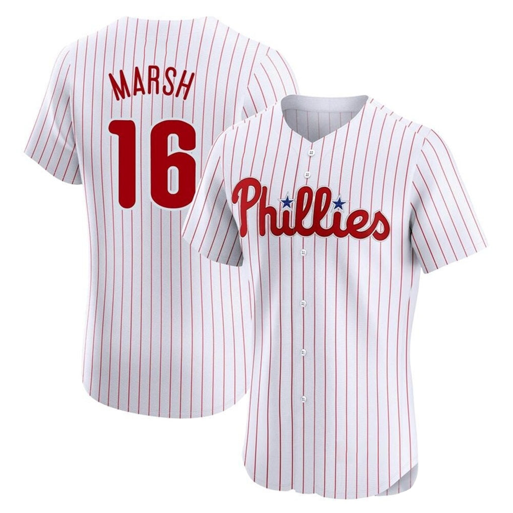 Seanshop P.Phillies #16 Brandon Marsh Player White Home Limited Elite Stitched Jerseys