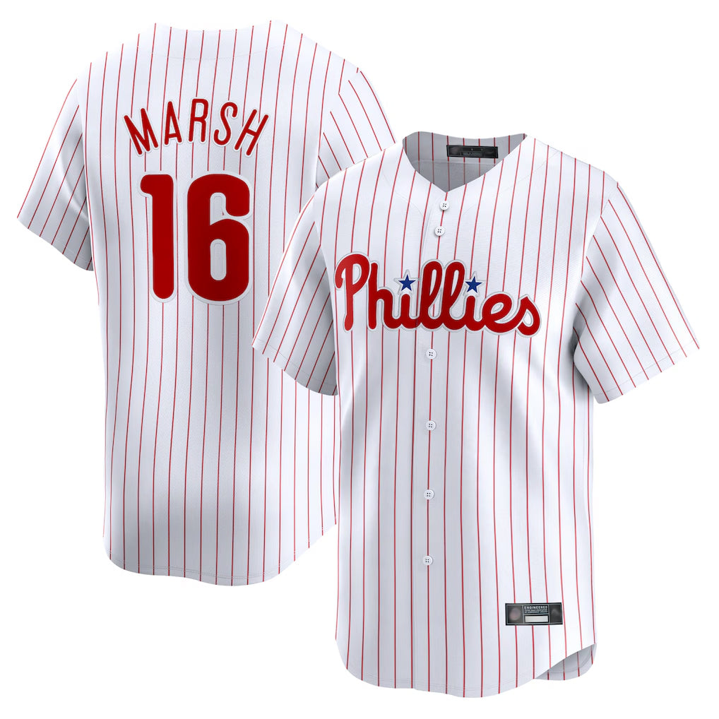 Seanshop P.Phillies #16 Brandon Marsh Player White Home Limited Stitched Jerseys