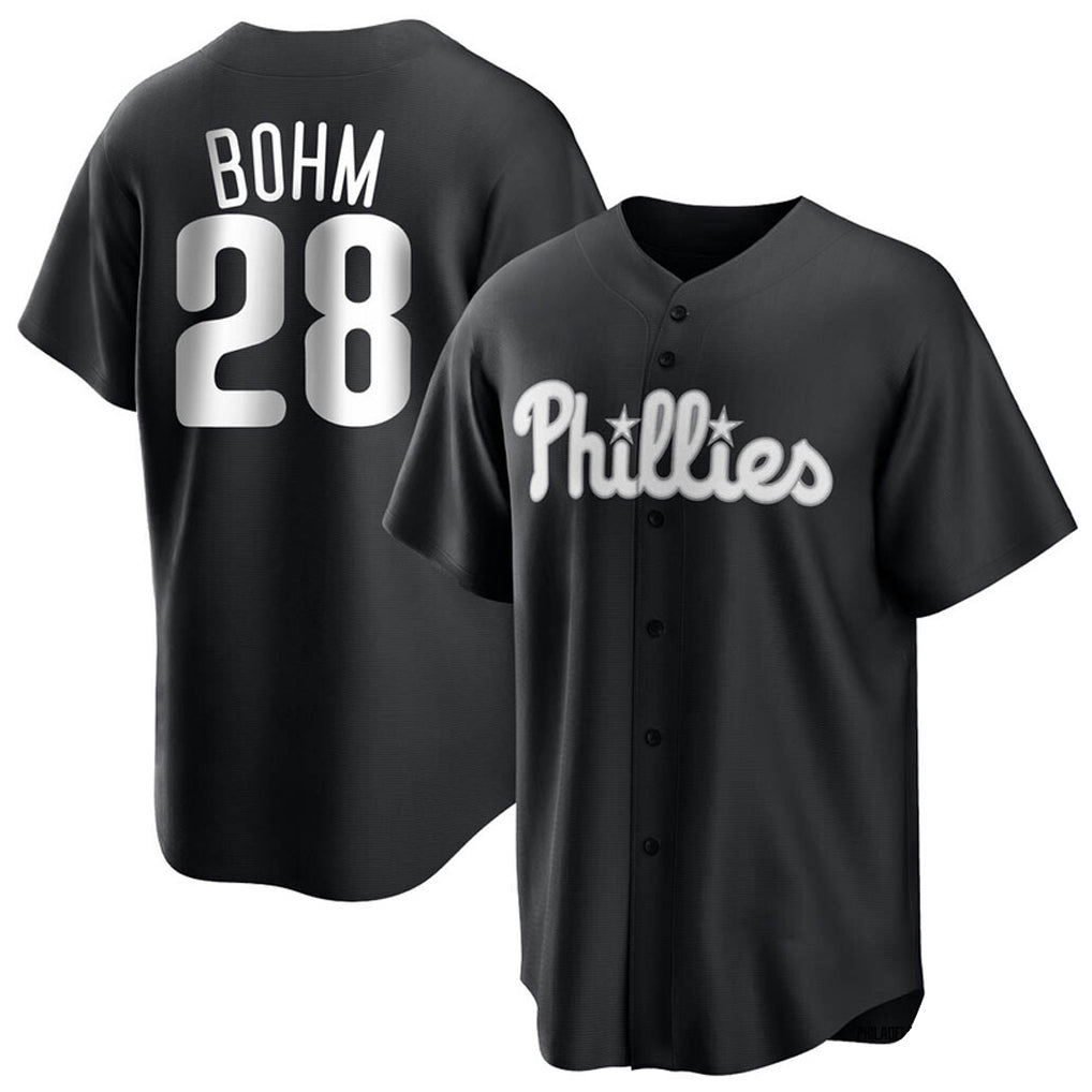 Seanshop P.Phillies #28 Alec Bohm Player Black Home Game Stitched Jerseys
