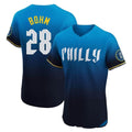 Seanshop P.Phillies #28 Alec Bohm Player Blue City Connect Home Limited Elite Stitched Jerseys