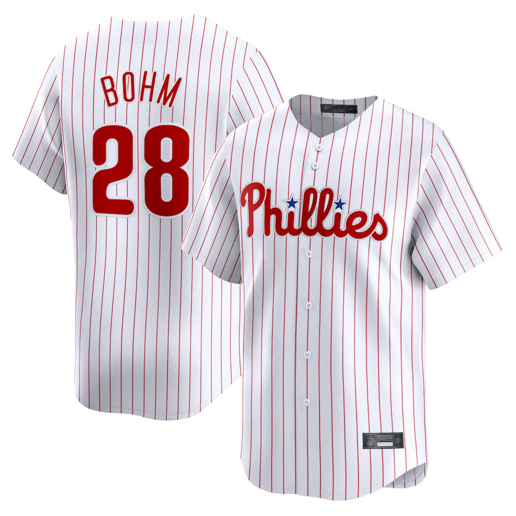Seanshop P.Phillies #28 Alec Bohm Player White Home Limited Stitched Jerseys