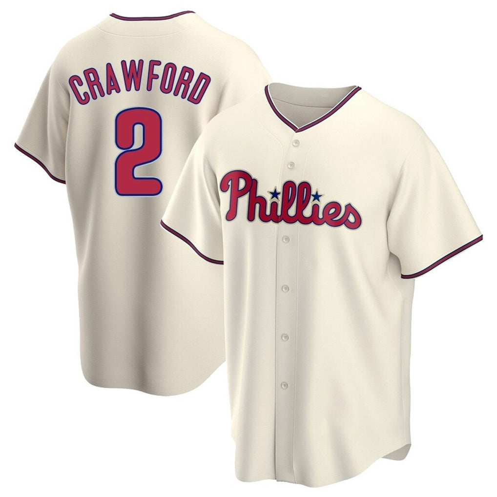 Seanshop P.Phillies #2 Justin Crawford Player Cream Game Stitched Jerseys