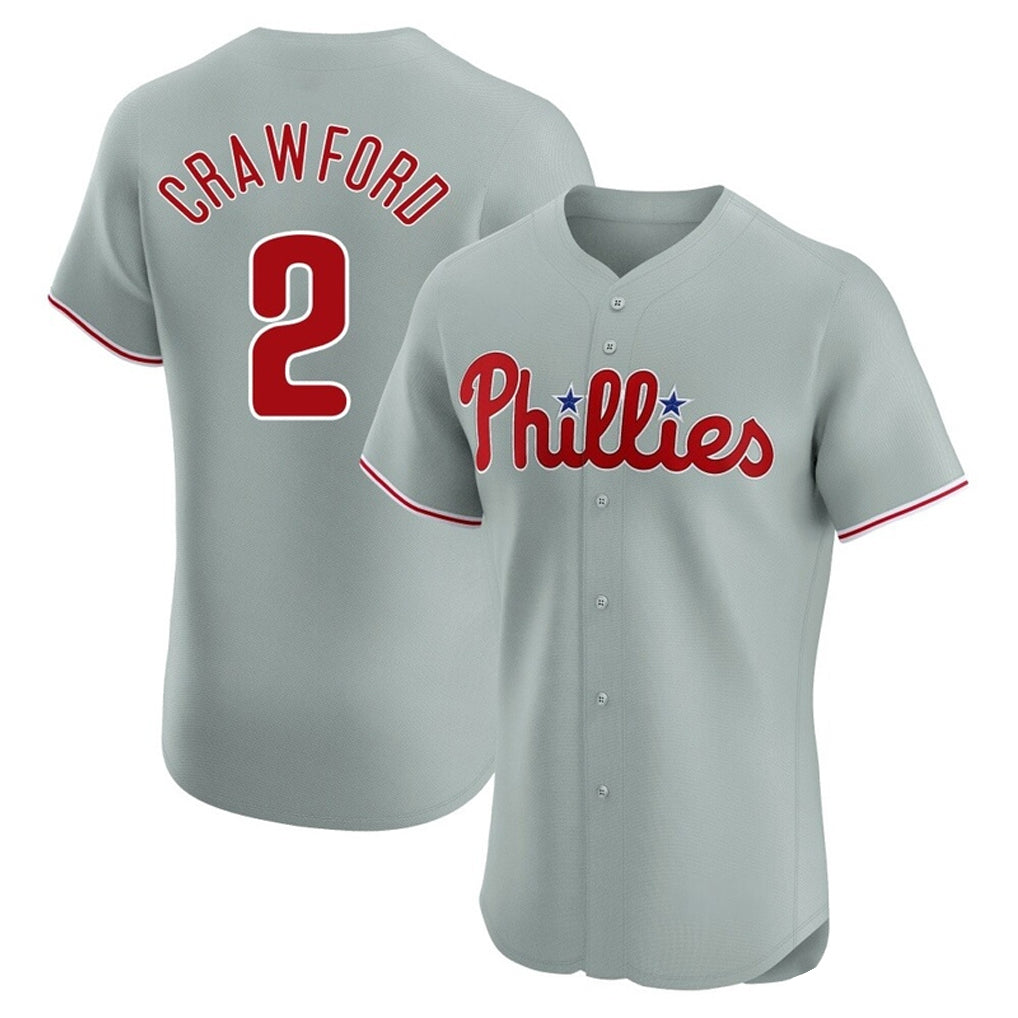 Seanshop P.Phillies #2 Justin Crawford Player Gray Home Limited Elite Stitched Jerseys