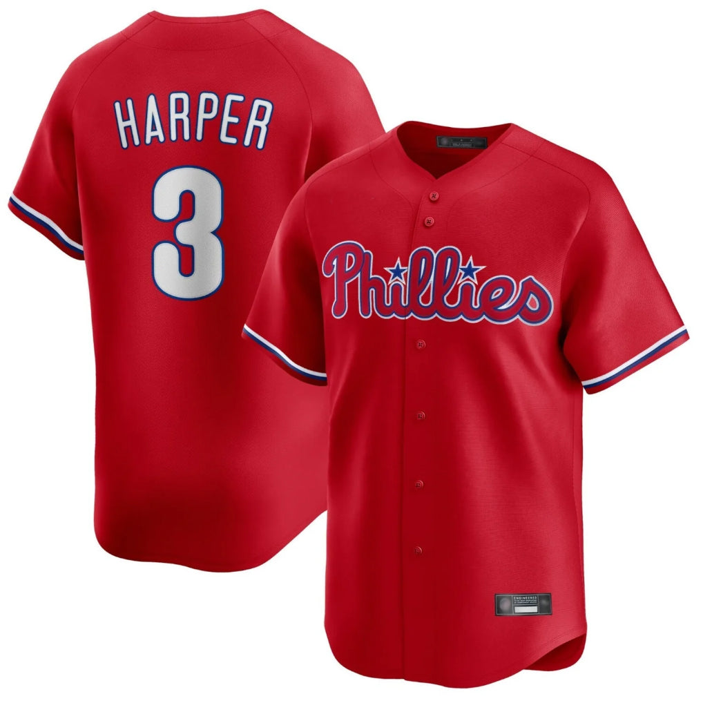 Seanshop P.Phillies #3 Bryce Harper Player Red Home Limited Stitched Jerseys