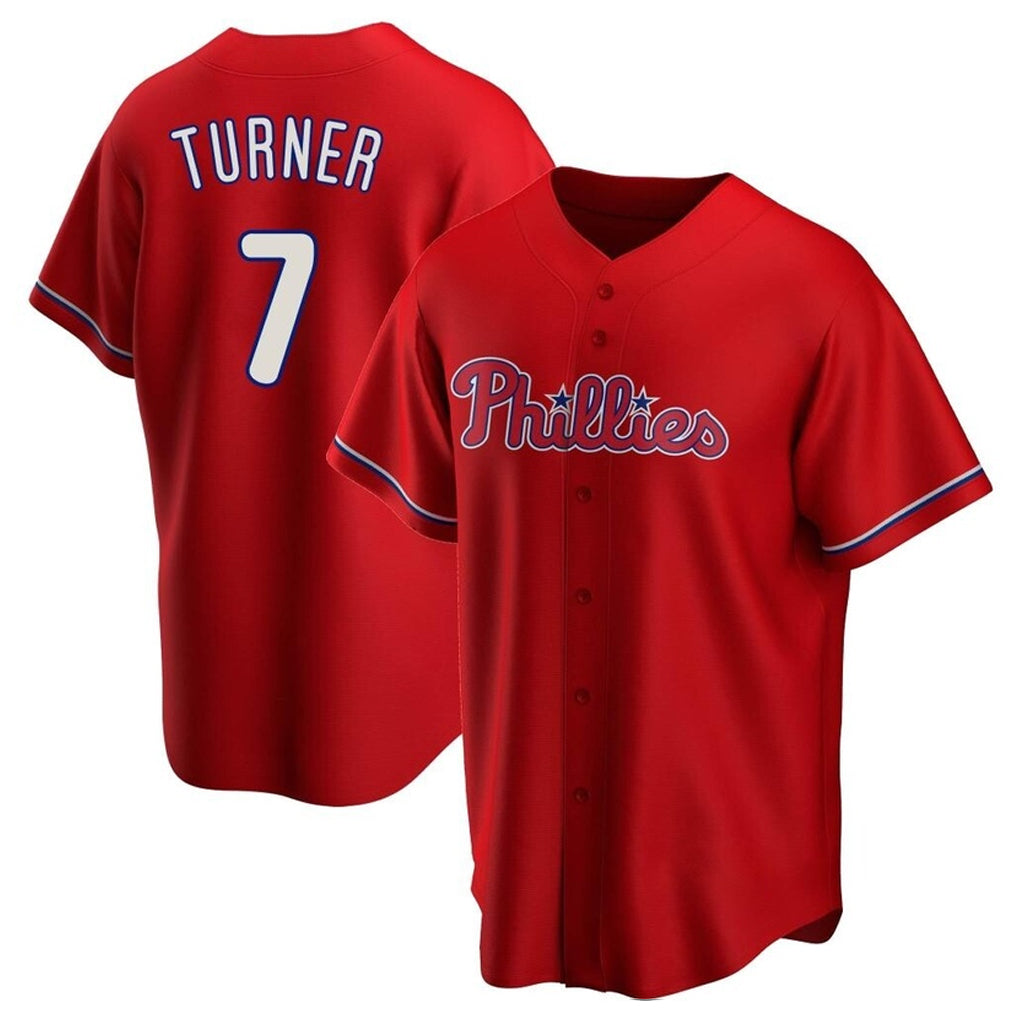 Seanshop P.Phillies #7 Trea Turner Player Red Home Game Stitched Jerseys