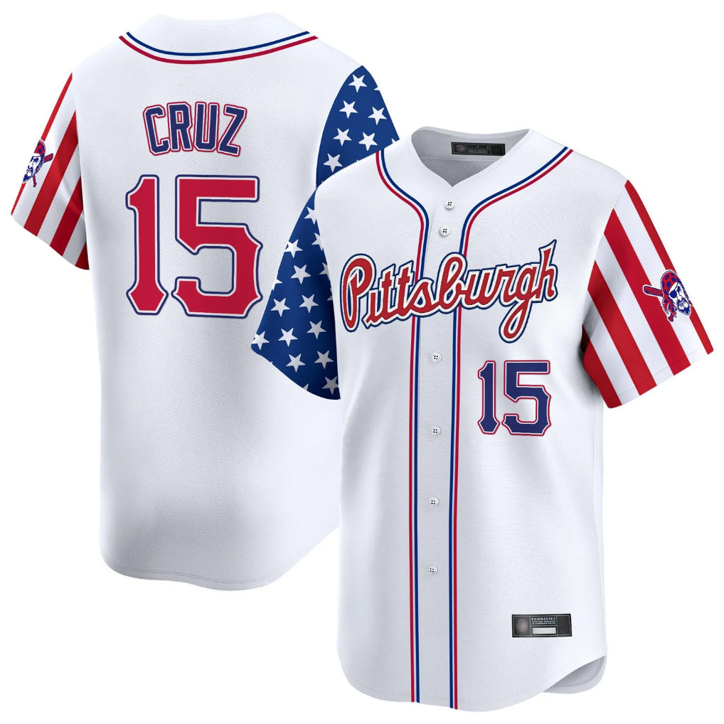Seanshop P.Pirates #15 Oneil Cruz Player White 2025 Independence Day Vapor Premier Limited Stitched Jerseys