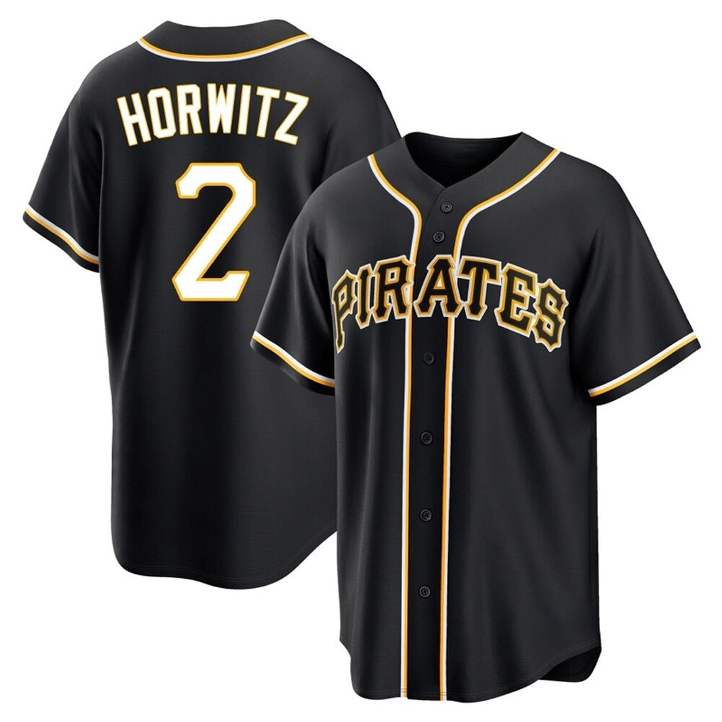 Seanshop P.Pirates #2 Spencer Horwitz Player Black Fashion Out Home Game Stitched Jerseys