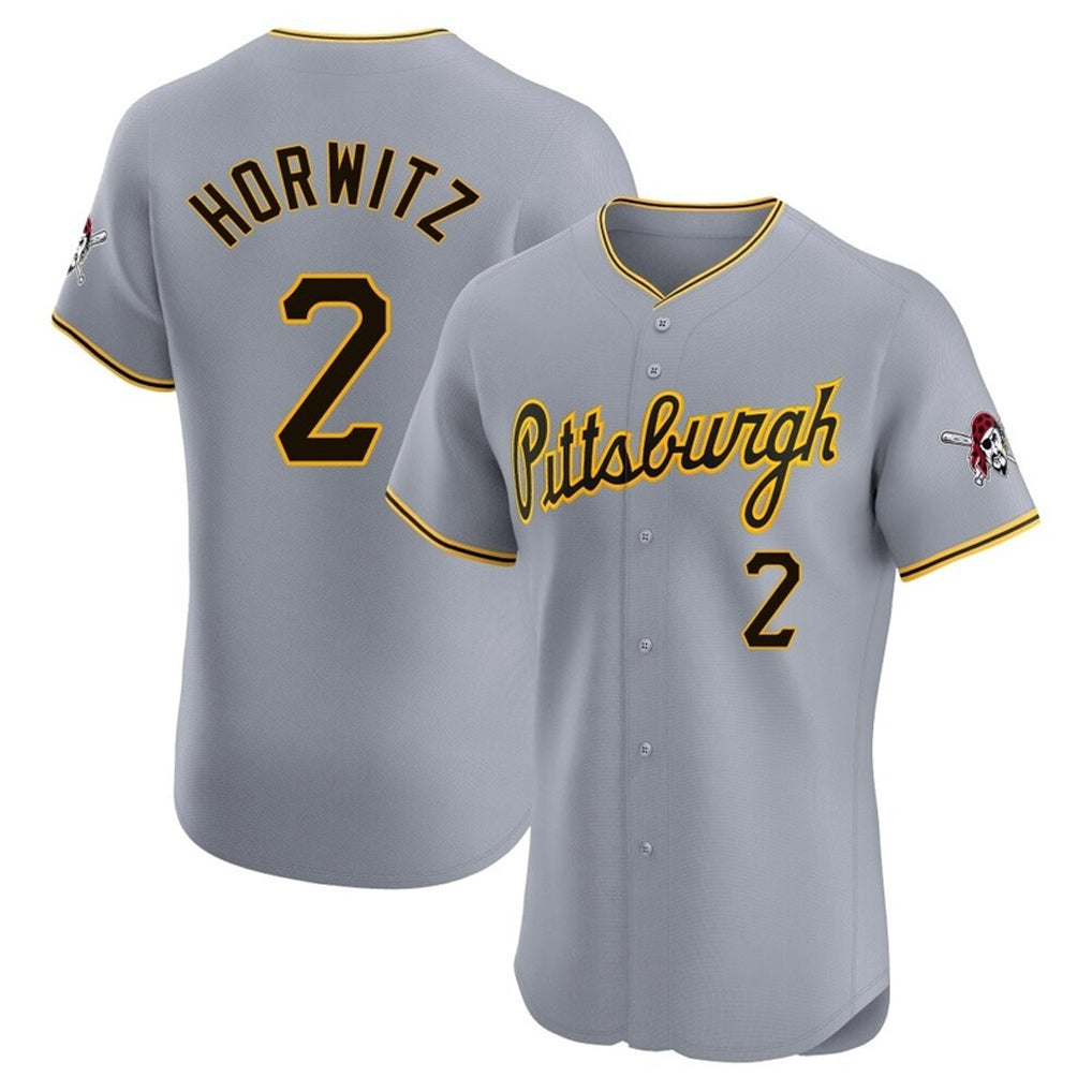 Seanshop P.Pirates #2 Spencer Horwitz Player Gray Road Home Limited Elite Stitched Jerseys