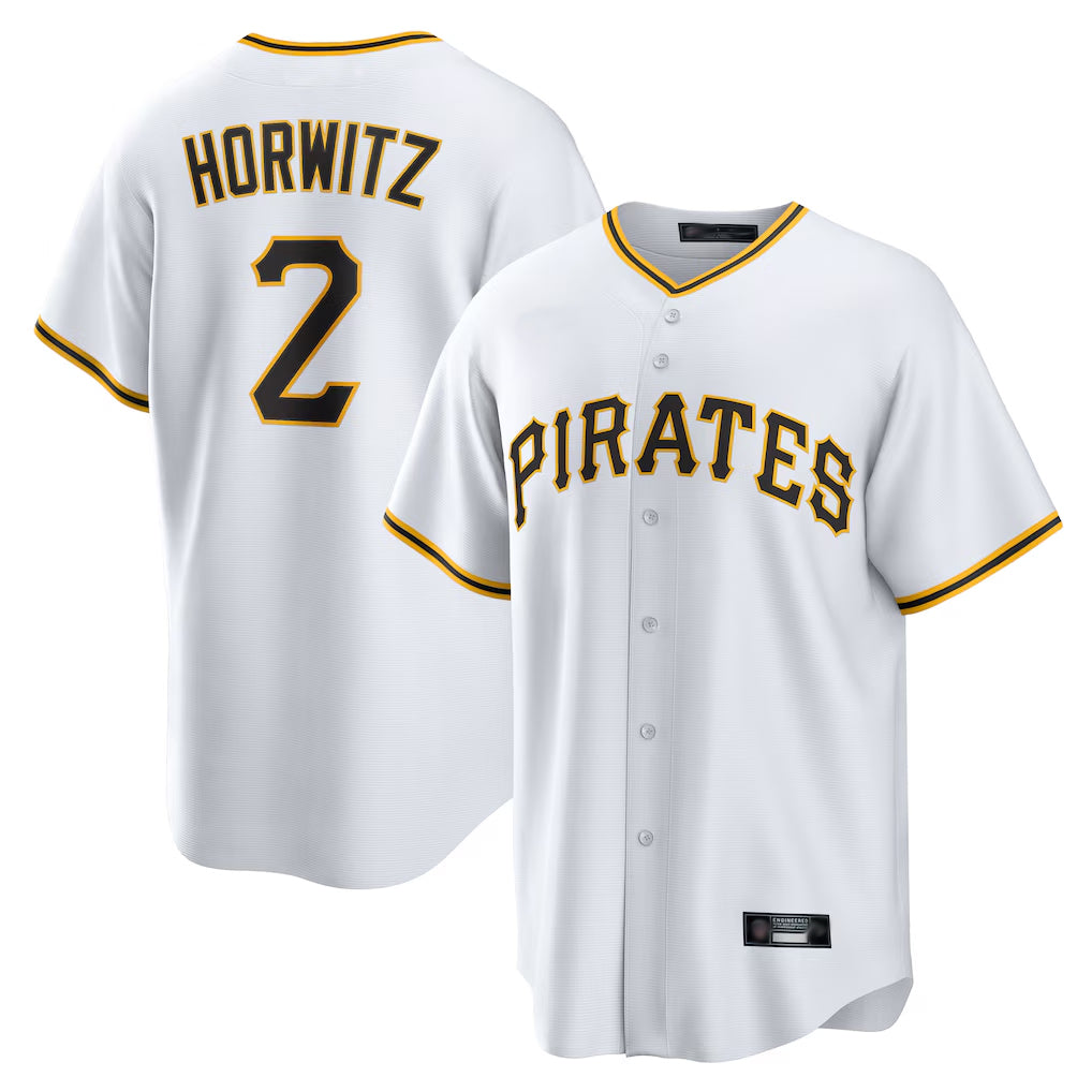 Seanshop P.Pirates #2 Spencer Horwitz Player White Home Game Stitched Jerseys