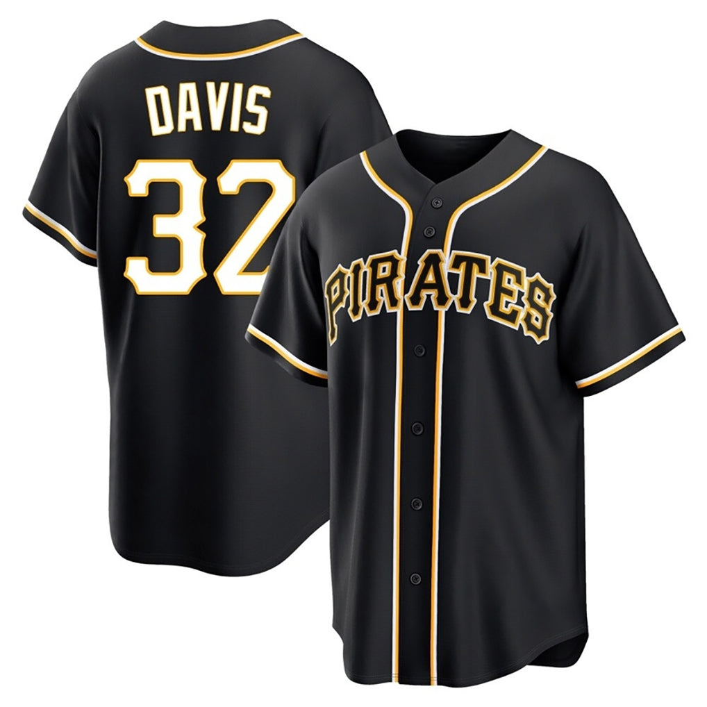 Seanshop P.Pirates #32 Henry Davis Player Black Fashion Out Home Game Stitched Jerseys