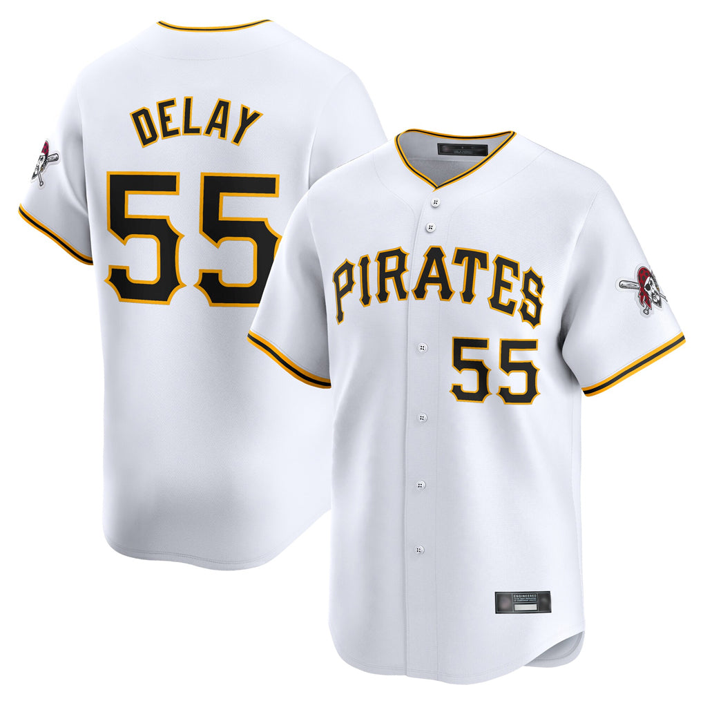 Seanshop P.Pirates #55 Jason Delay Player White Home Limited Stitched Jerseys