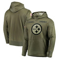 Seanshop P.Steelers Olive Salute to Service Pullover Hoodie Home Game Blank Player Stitched Jerseys