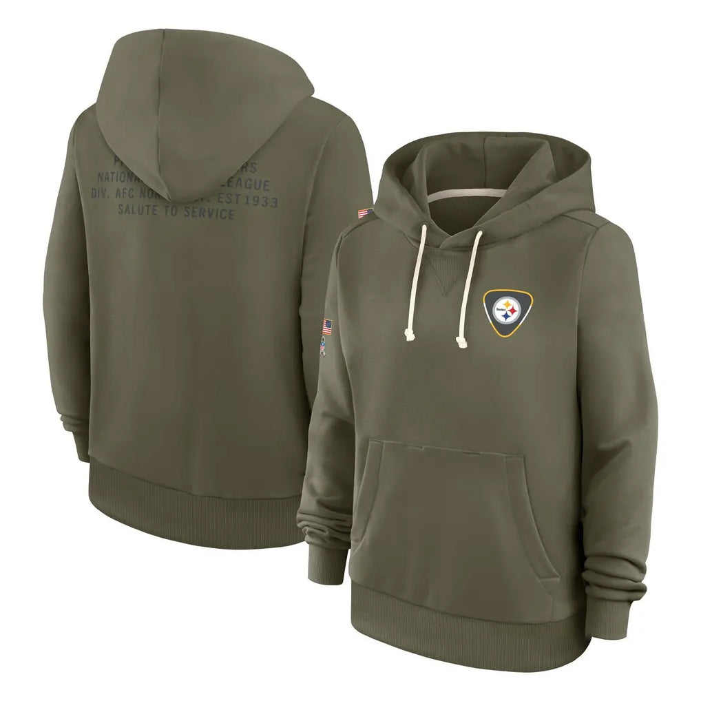 Seanshop P.Steelers Olive Salute to Service Pullover Hoodies Limited Blank Player Stitched Jerseys