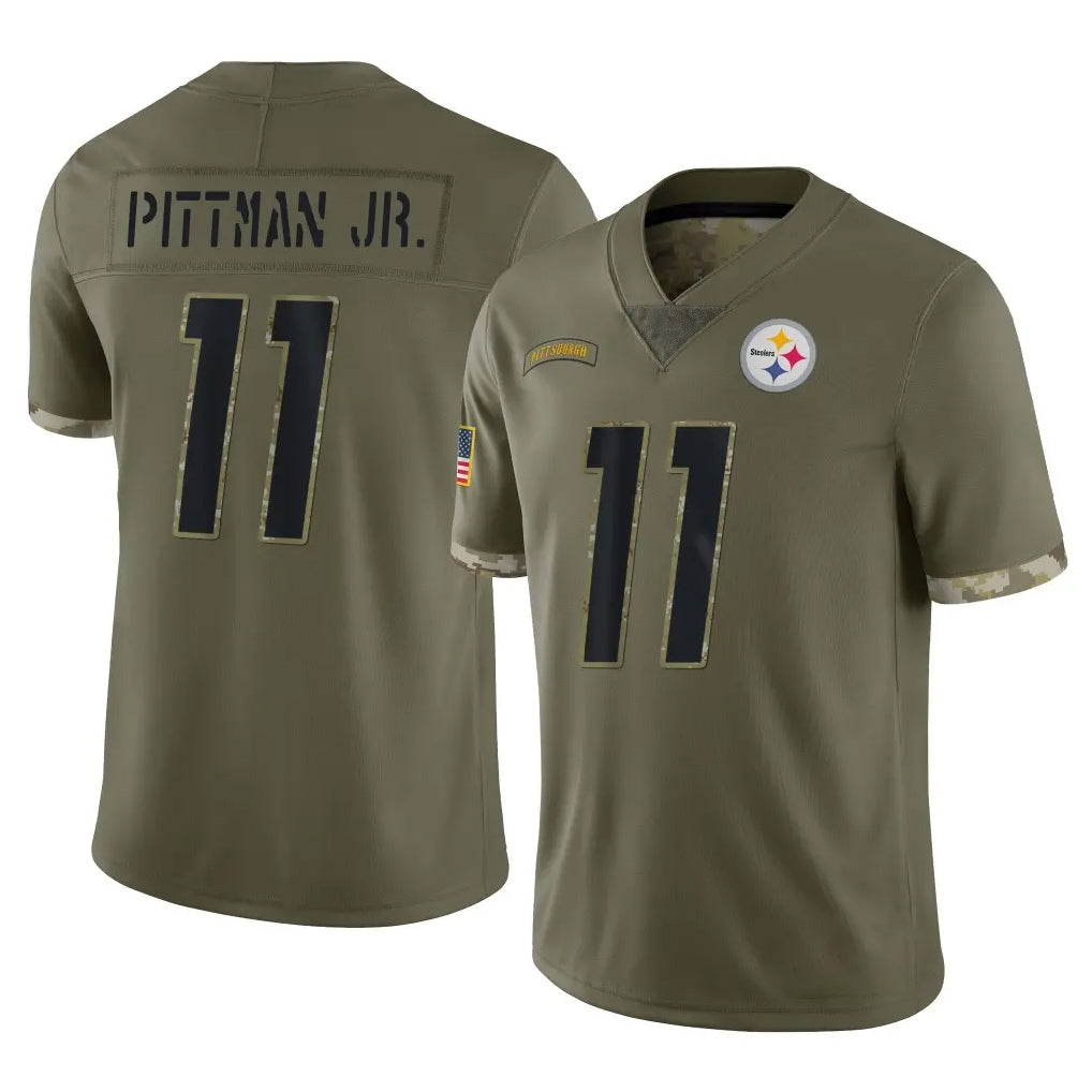 Seanshop P.Steelers #11 Michael Pittman Jr. Player Olive Limited Salute To Service Home Game Stitched Jerseys