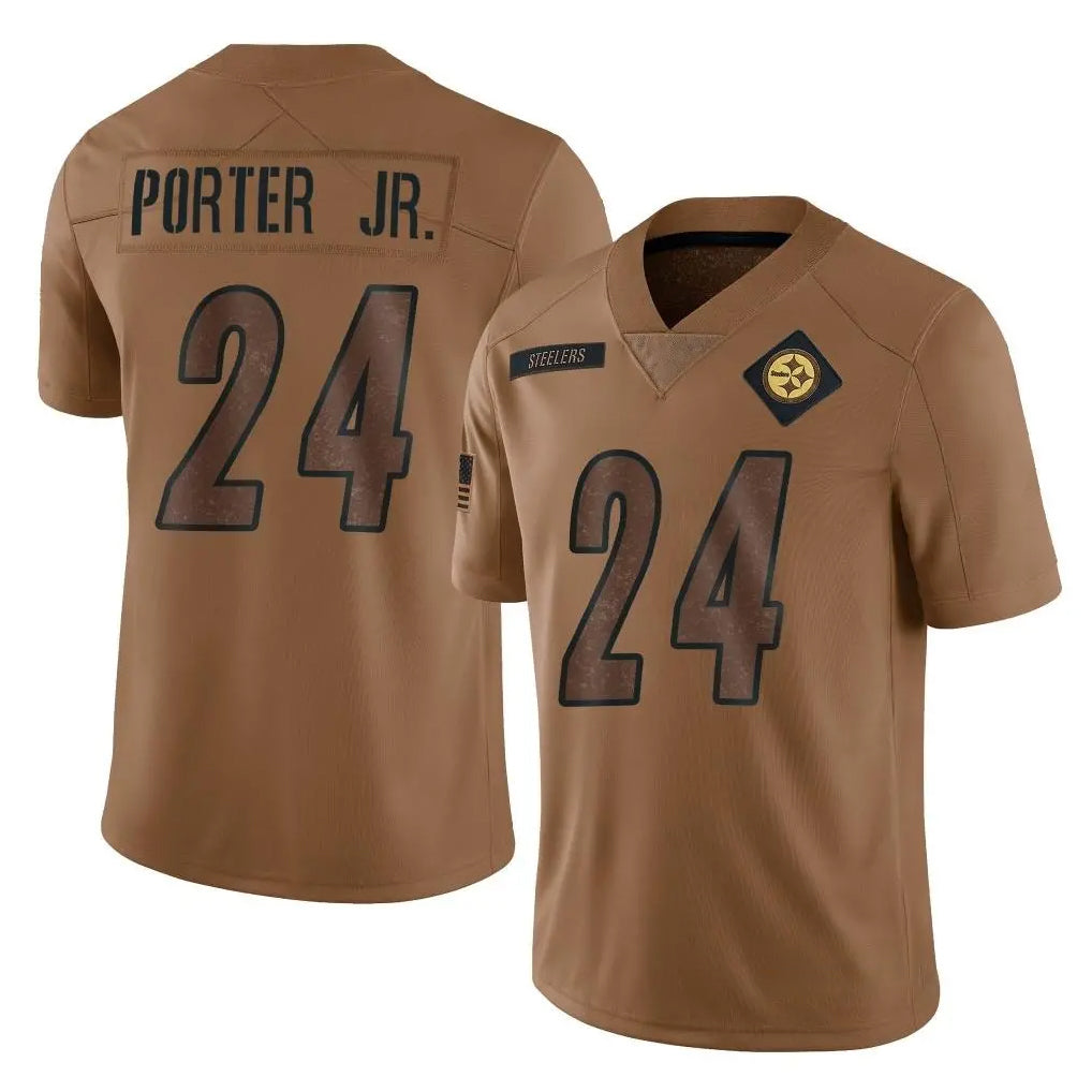 Seanshop P.Steelers #24 Joey Porter Jr. Player Brown Limited Salute To Service Home Game Stitched Jerseys