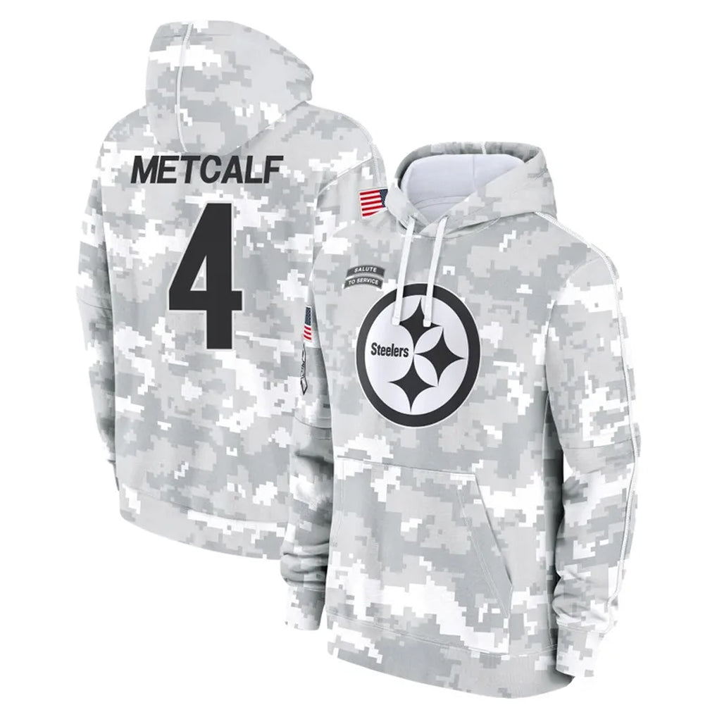 Seanshop P.Steelers #4 DK Metcalf Player Arctic Camo Limited Salute to Service Pullover Hoodies Game Stitched Jerseys
