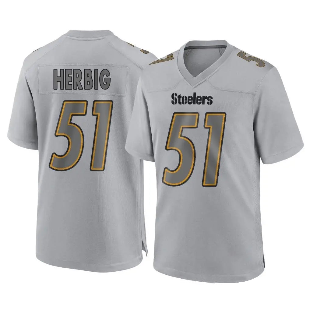 Seanshop P.Steelers #51 Nick Herbig Player Gray Atmosphere Fashion Home Game Stitched Jerseys