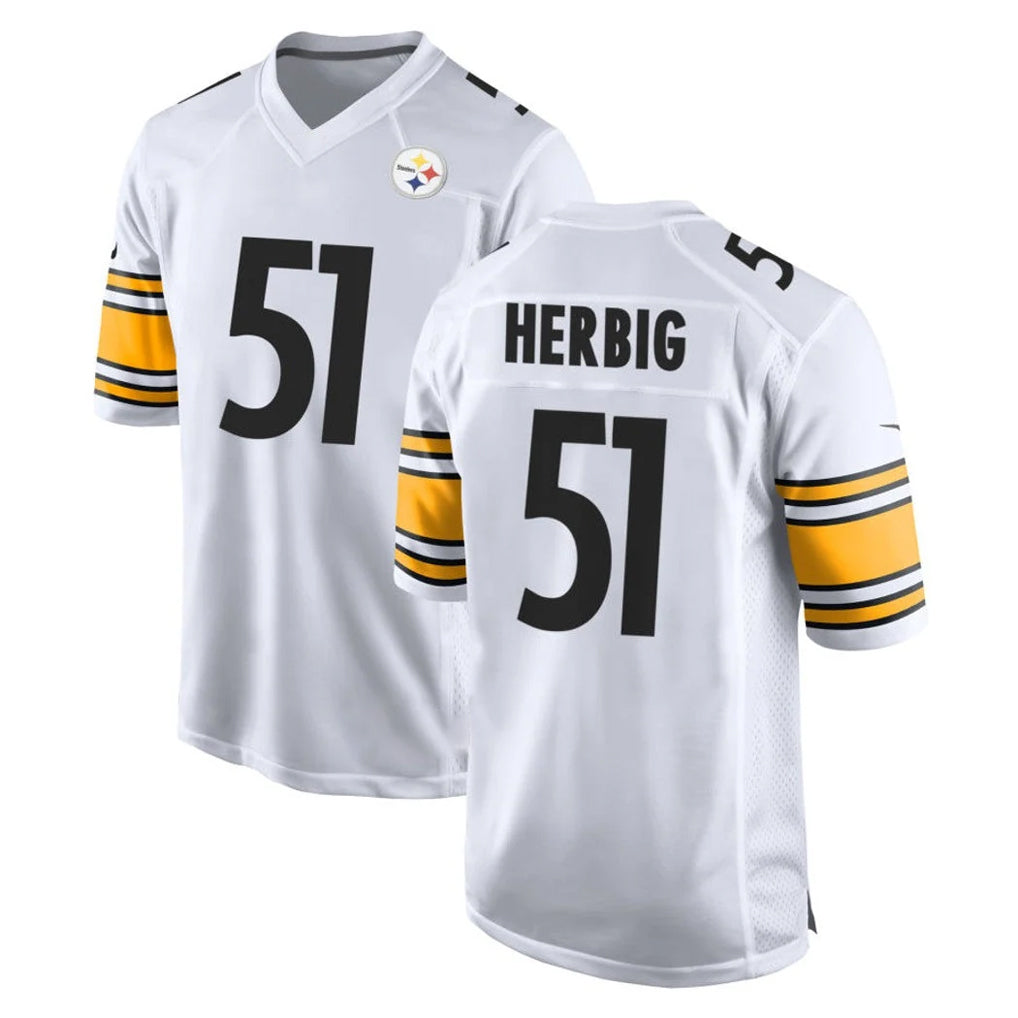 Seanshop P.Steelers #51 Nick Herbig Player White Home Game Stitched Jerseys