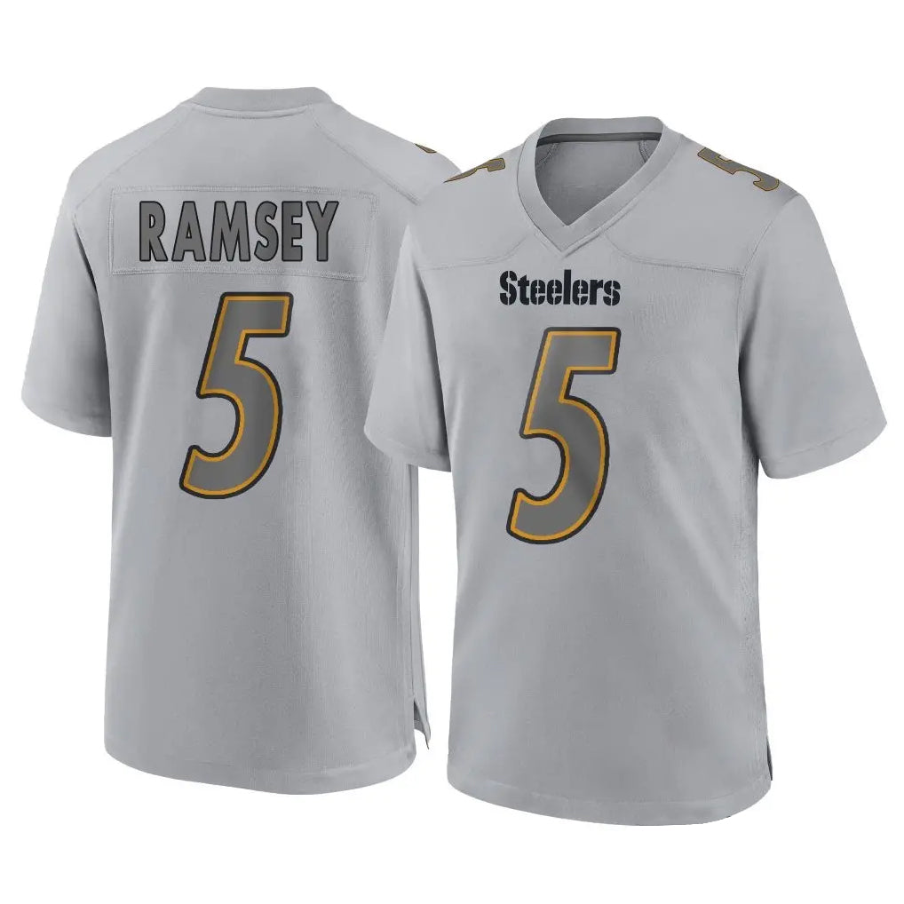 Seanshop P.Steelers #5 Jalen Ramsey Player Gray Atmosphere Fashion Home Game Stitched Jerseys