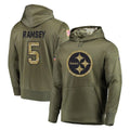 Seanshop P.Steelers #5 Jalen Ramsey Player Olive Salute to Service Pullover Hoodie Home Game Stitched Jerseys