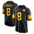 Seanshop P.Steelers #8 Aaron Rodgers Player Black Color Rush Home Game Stitched Jerseys