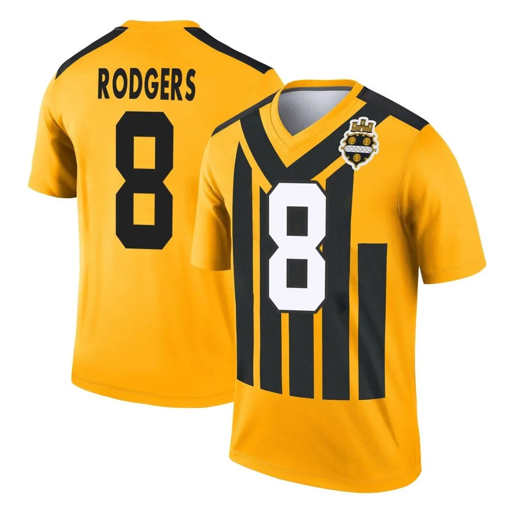 Seanshop P.Steelers #8 Aaron Rodgers Player Gold Legend Limited 1933 Throwback Performance Home Game Stitched Jerseys