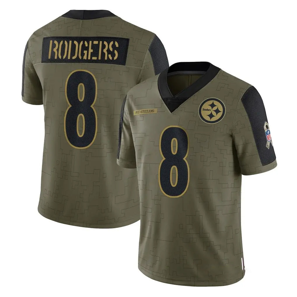 Seanshop P.Steelers #8 Aaron Rodgers Player Olive Salute To Service Limited Game Stitched Jerseys