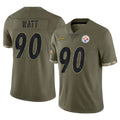 Seanshop P.Steelers #90 T.J. Watt Player Olive Limited Salute To Service Home Game Stitched Jerseys