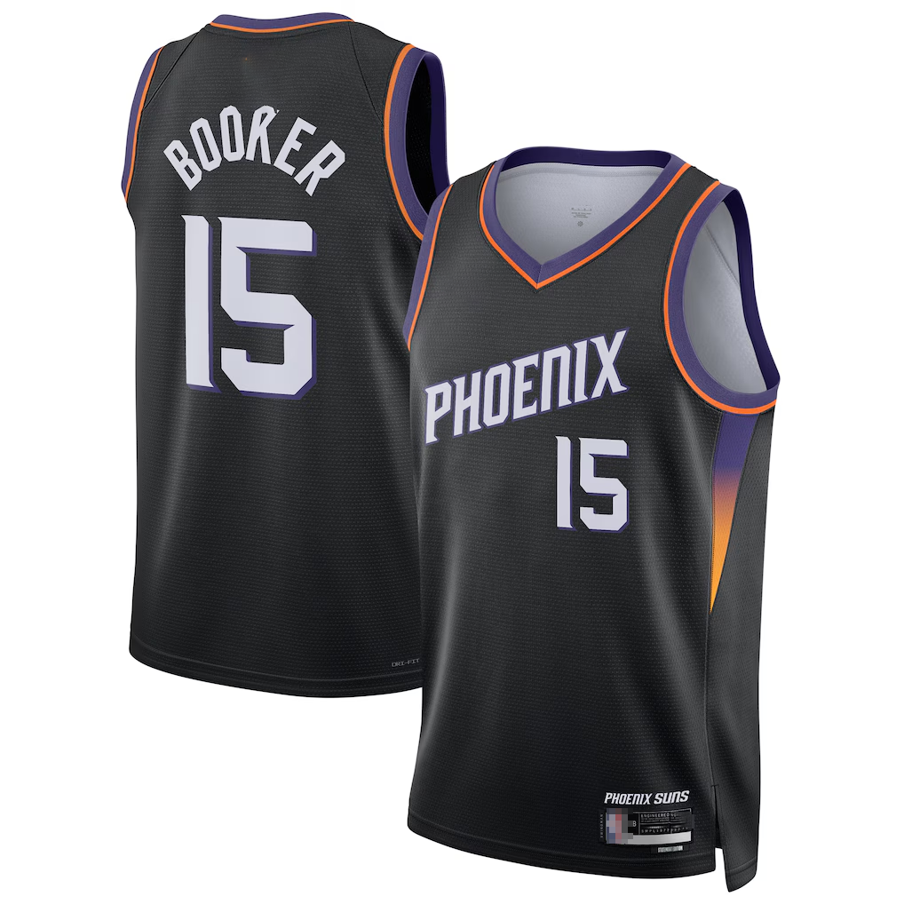 Leonaf P.Suns #15 Devin Booker Black Swingman Jerseys - Statement Edition