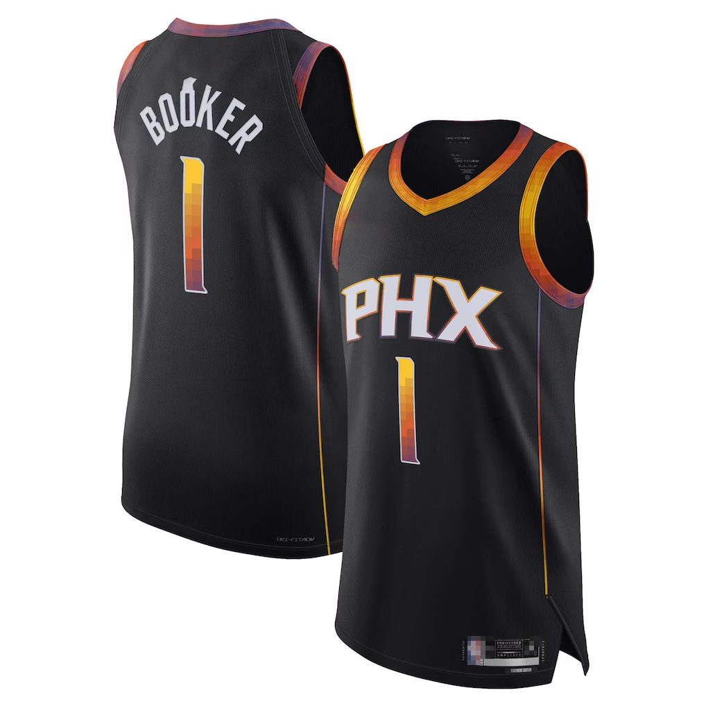 Leonaf P.Suns #1 Devin Booker Black Authentic Player Jerseys - Statement Edition