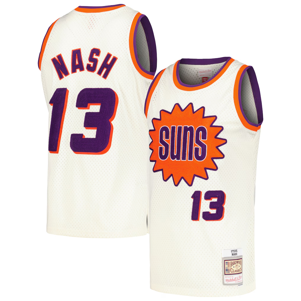 Seanshop P.Sunss #13 Steve Nash Mitchell & Ness Cream Chainstitch Swingman Jerseys