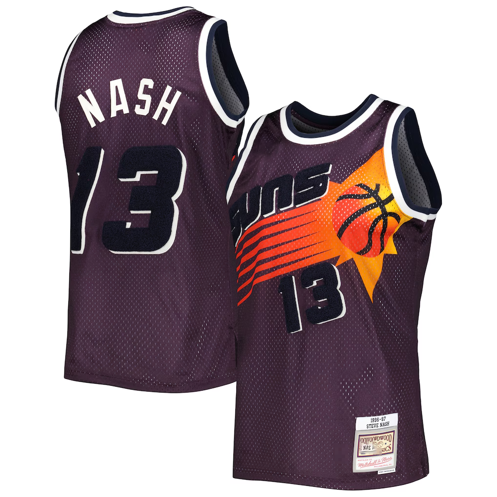Seanshop P.Sunss #13 Steve Nash Mitchell & Ness Purple 199697 Hardwood Classics Off-Court Swingman Jerseys