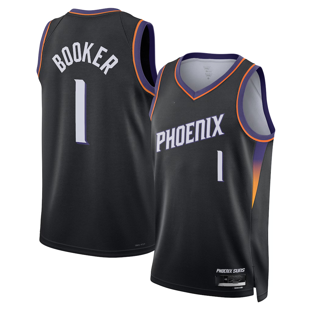 Seanshop P.Sunss #1 Devin Booker Black Swingman Jerseys - Statement Edition