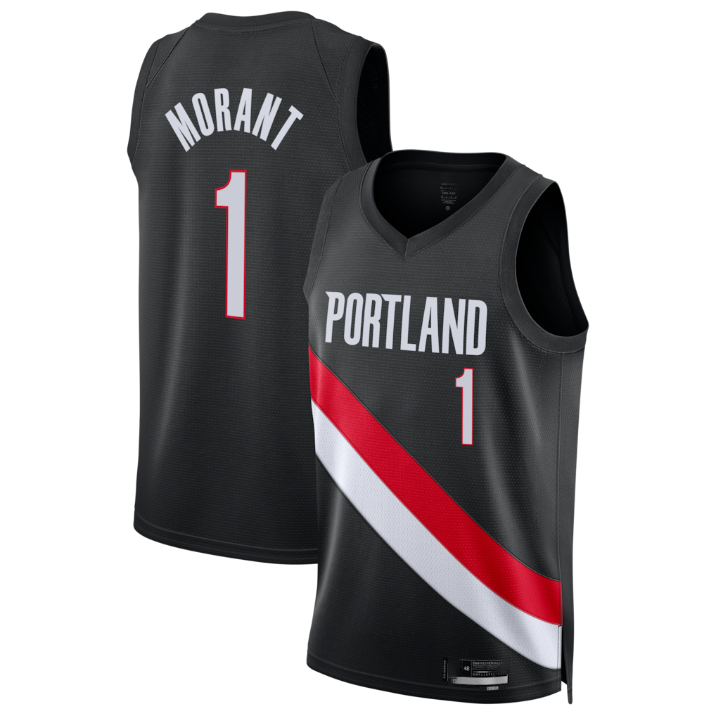 Seanshop PT.Blazers #1 Ja Morant Black Swingman Jerseys - Icon Edition