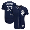 Seanshop S.Diego Padres #13 Manny Machado Player Navy Majestic Patch Flex Base Game Stitched Jerseys