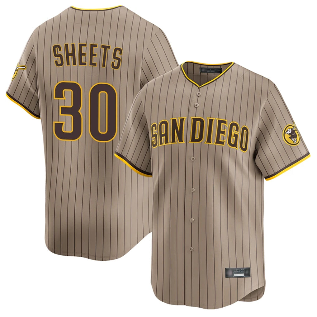 Seanshop S.Diego Padres #30 Gavin Sheets Player Khaki Home Limited Stitched Jerseys