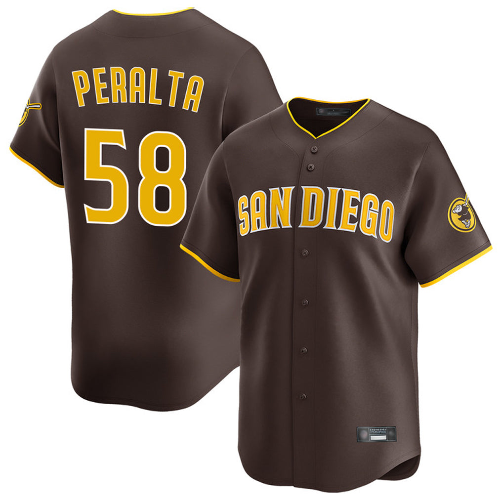 Seanshop S.Diego Padres #58 Wandy Peralta Player Brown Home Limited Stitched Jerseys